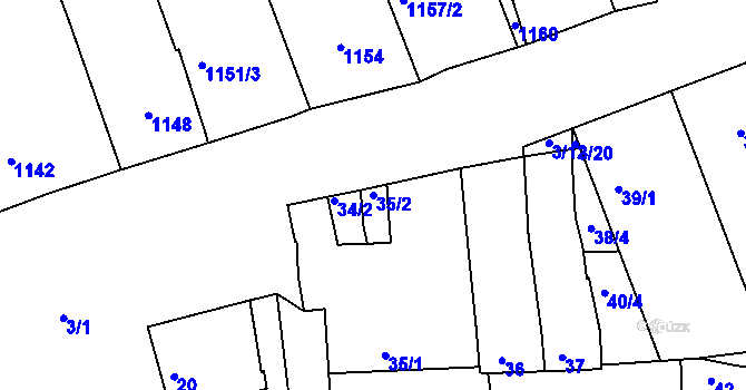 Parcela st. 35/2 v KÚ Prušánky, Katastrální mapa