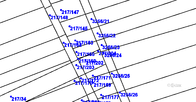 Parcela st. 217/204 v KÚ Prušánky, Katastrální mapa