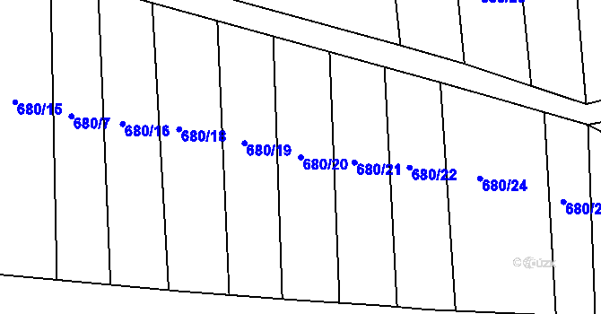 Parcela st. 680/20 v KÚ Prušánky, Katastrální mapa