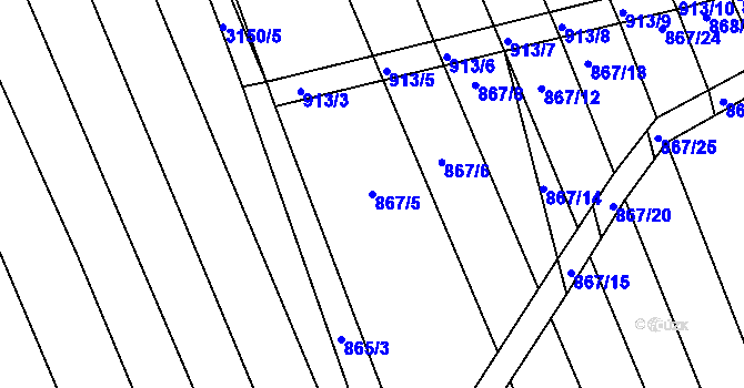 Parcela st. 867/5 v KÚ Prušánky, Katastrální mapa