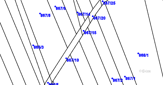Parcela st. 867/9 v KÚ Prušánky, Katastrální mapa