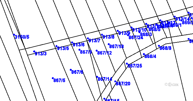 Parcela st. 867/12 v KÚ Prušánky, Katastrální mapa