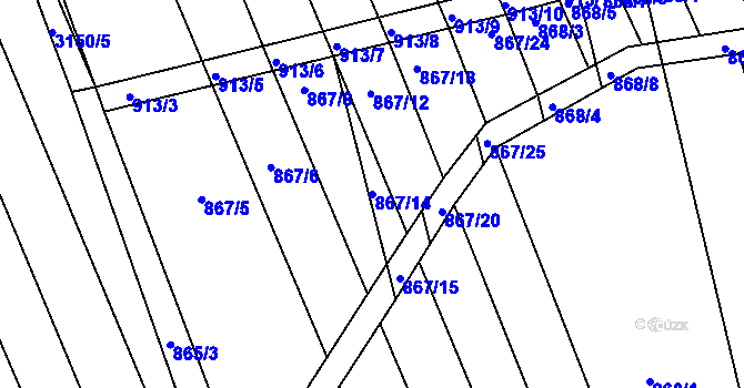 Parcela st. 867/14 v KÚ Prušánky, Katastrální mapa