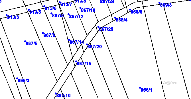 Parcela st. 867/19 v KÚ Prušánky, Katastrální mapa