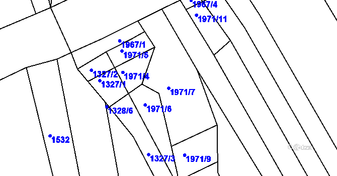 Parcela st. 1971/7 v KÚ Prušánky, Katastrální mapa