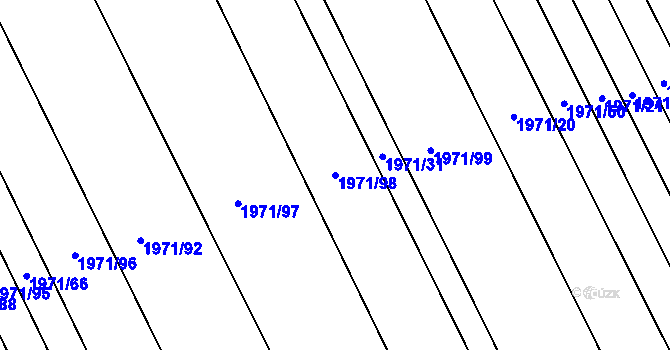 Parcela st. 1971/98 v KÚ Prušánky, Katastrální mapa