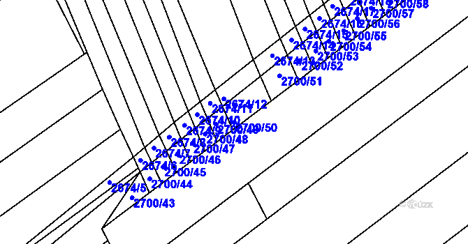 Parcela st. 2700/50 v KÚ Prušánky, Katastrální mapa