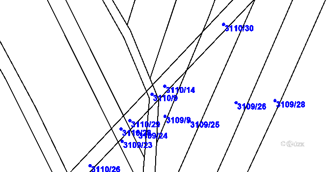 Parcela st. 3110/14 v KÚ Prušánky, Katastrální mapa