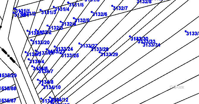 Parcela st. 3133/29 v KÚ Prušánky, Katastrální mapa