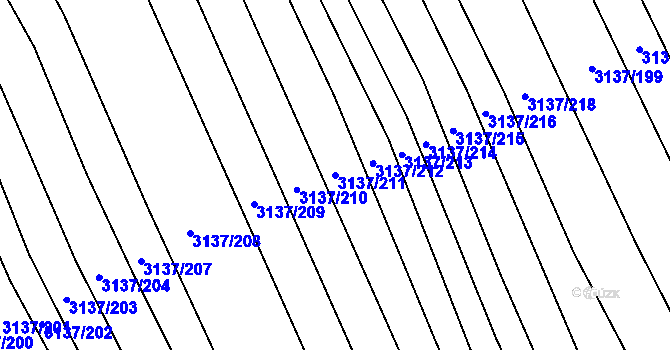 Parcela st. 3137/211 v KÚ Prušánky, Katastrální mapa