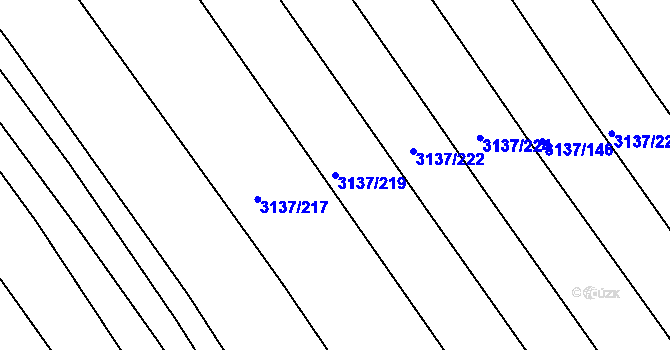 Parcela st. 3137/219 v KÚ Prušánky, Katastrální mapa