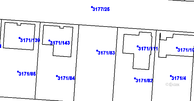 Parcela st. 3171/83 v KÚ Prušánky, Katastrální mapa