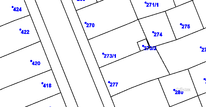Parcela st. 273/1 v KÚ Prušánky, Katastrální mapa