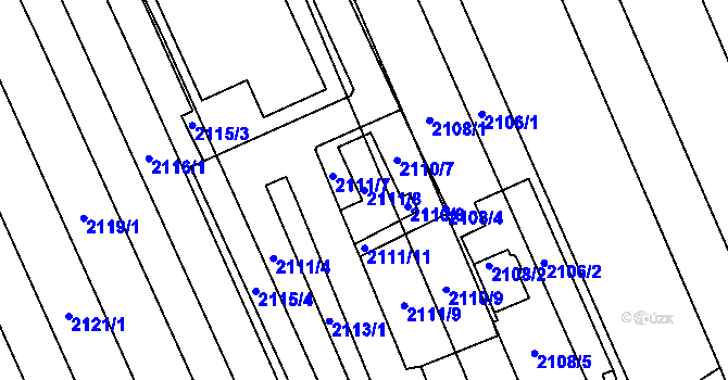 Parcela st. 2111/8 v KÚ Prušánky, Katastrální mapa