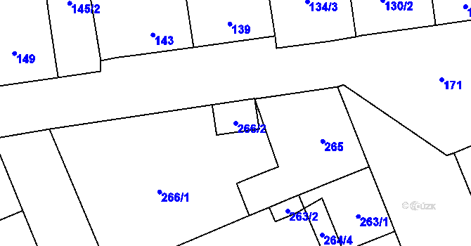 Parcela st. 266/2 v KÚ Prušánky, Katastrální mapa