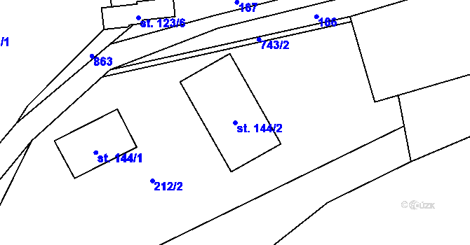 Parcela st. 144/2 v KÚ Dolní Prysk, Katastrální mapa