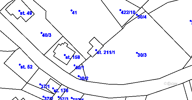 Parcela st. 211/1 v KÚ Dolní Prysk, Katastrální mapa