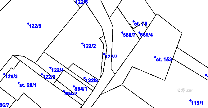 Parcela st. 122/7 v KÚ Dolní Prysk, Katastrální mapa