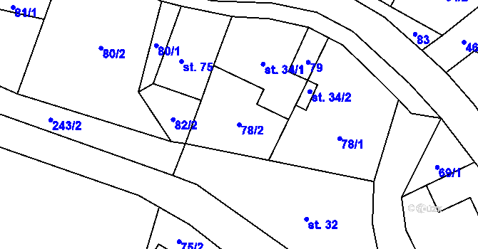 Parcela st. 78/2 v KÚ Dolní Prysk, Katastrální mapa