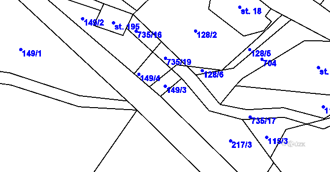 Parcela st. 149/3 v KÚ Dolní Prysk, Katastrální mapa