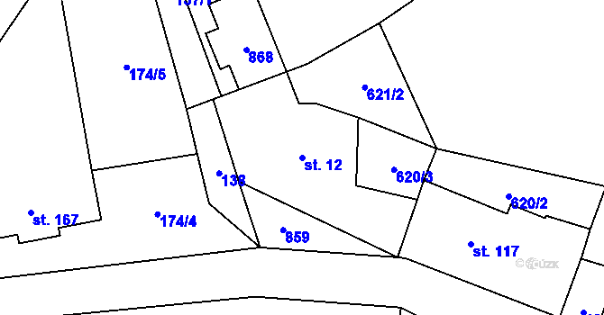 Parcela st. 12 v KÚ Dolní Prysk, Katastrální mapa
