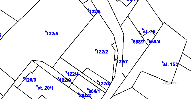 Parcela st. 122/2 v KÚ Dolní Prysk, Katastrální mapa