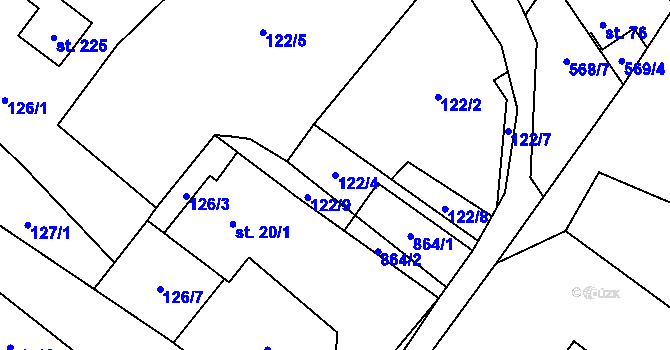 Parcela st. 122/4 v KÚ Dolní Prysk, Katastrální mapa
