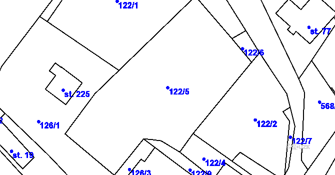 Parcela st. 122/5 v KÚ Dolní Prysk, Katastrální mapa