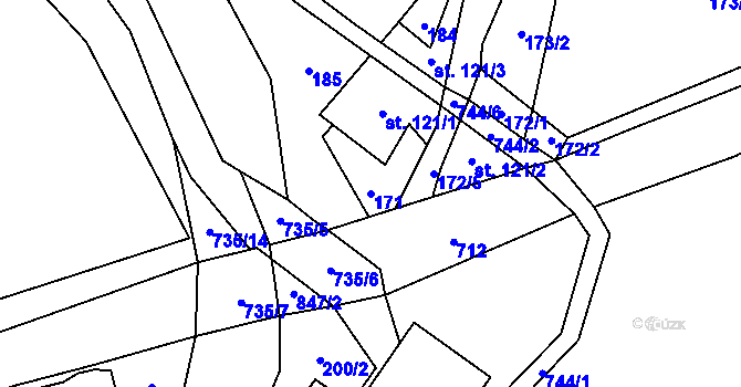 Parcela st. 171 v KÚ Dolní Prysk, Katastrální mapa