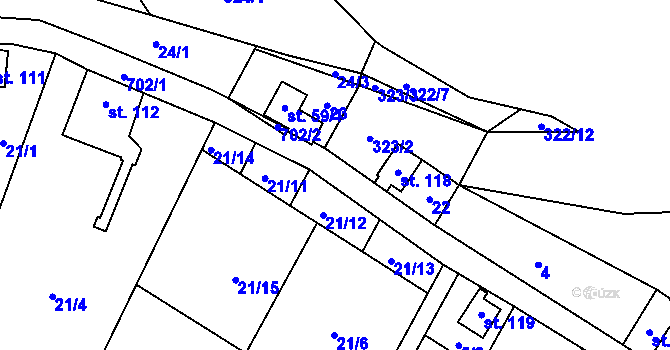 Parcela st. 702 v KÚ Dolní Prysk, Katastrální mapa