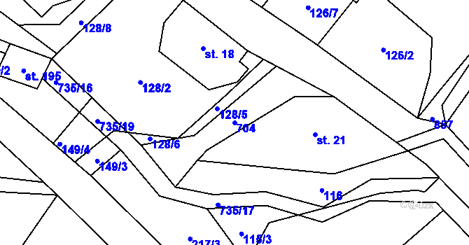 Parcela st. 704 v KÚ Dolní Prysk, Katastrální mapa