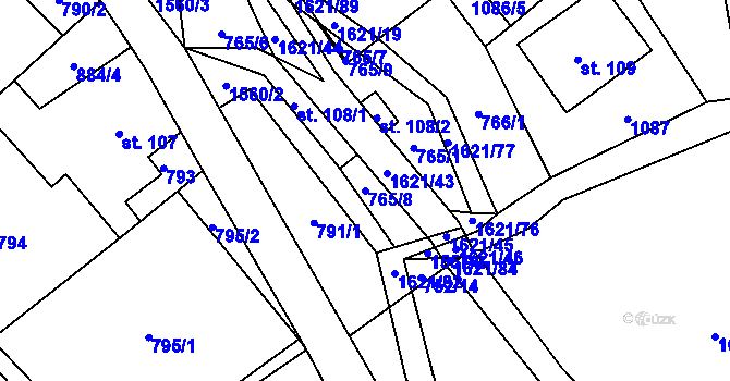 Parcela st. 765/8 v KÚ Horní Prysk, Katastrální mapa