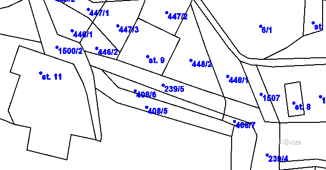 Parcela st. 239/5 v KÚ Horní Prysk, Katastrální mapa