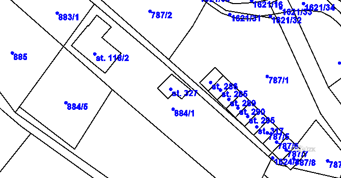 Parcela st. 327 v KÚ Horní Prysk, Katastrální mapa