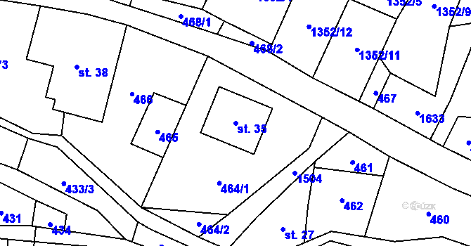 Parcela st. 35 v KÚ Horní Prysk, Katastrální mapa
