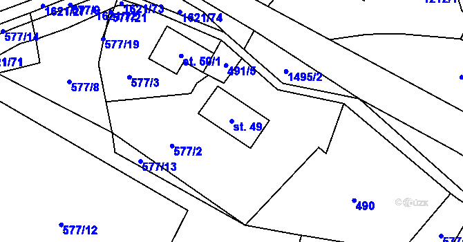 Parcela st. 49 v KÚ Horní Prysk, Katastrální mapa