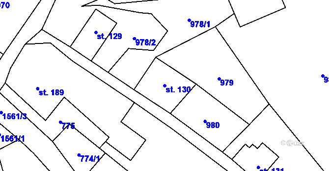 Parcela st. 130 v KÚ Horní Prysk, Katastrální mapa