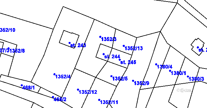Parcela st. 244 v KÚ Horní Prysk, Katastrální mapa