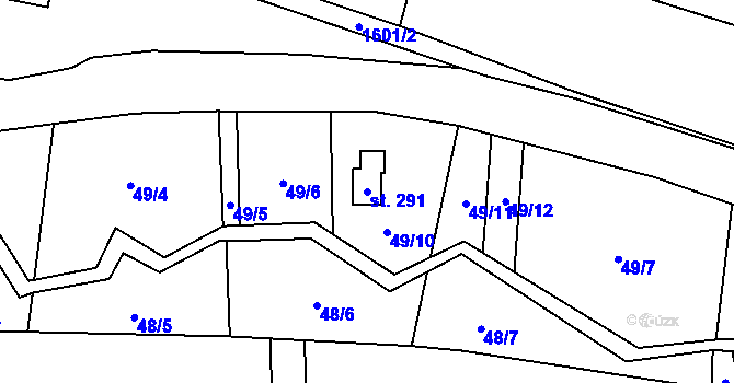 Parcela st. 291 v KÚ Horní Prysk, Katastrální mapa