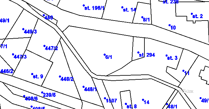 Parcela st. 6/1 v KÚ Horní Prysk, Katastrální mapa