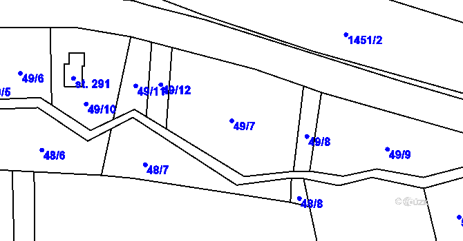 Parcela st. 49/7 v KÚ Horní Prysk, Katastrální mapa