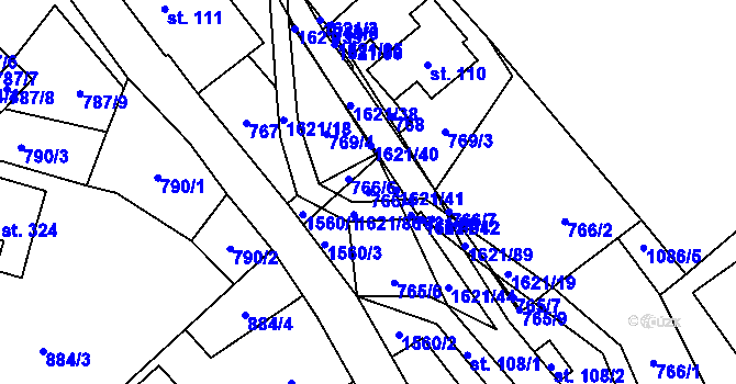 Parcela st. 766/4 v KÚ Horní Prysk, Katastrální mapa