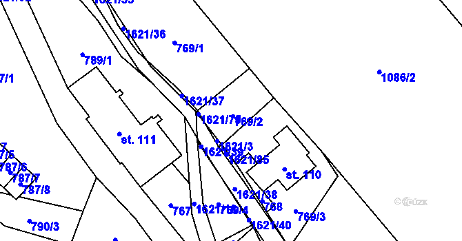 Parcela st. 769/2 v KÚ Horní Prysk, Katastrální mapa