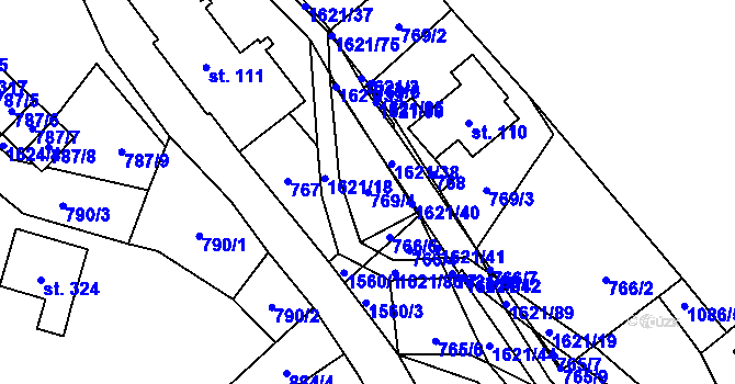 Parcela st. 769/4 v KÚ Horní Prysk, Katastrální mapa