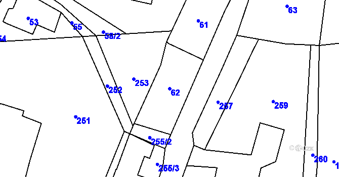 Parcela st. 62 v KÚ Pržno, Katastrální mapa