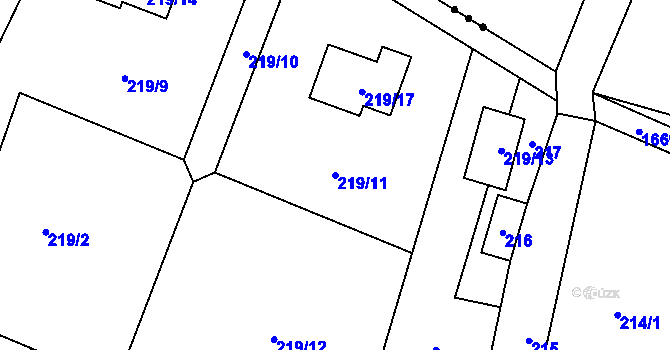 Parcela st. 219/11 v KÚ Pržno, Katastrální mapa