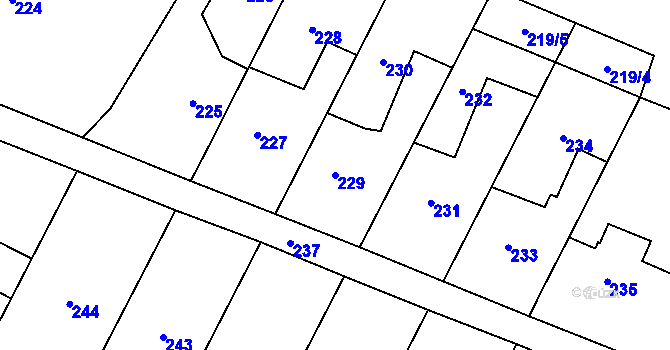Parcela st. 229 v KÚ Pržno, Katastrální mapa