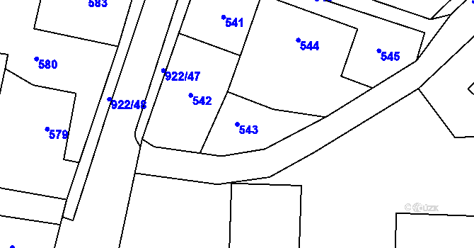 Parcela st. 543 v KÚ Pržno, Katastrální mapa