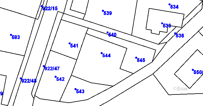 Parcela st. 544 v KÚ Pržno, Katastrální mapa