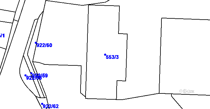 Parcela st. 553/3 v KÚ Pržno, Katastrální mapa